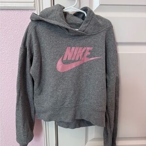 Nike Heather Gray Hoodie with Pink Swoosh